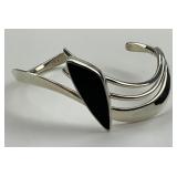 Sterling Silver Onyx Cuff Bracelet.