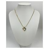 14K Italian Gold Chain Heart Pendant Necklace.