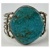 Native American Sterling Silver Turquoise Cuff.