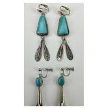 Native American Sterling Turquoise Earrings.