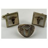 Scranton State Hospital 195610K Ring & Cufflinks.