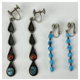 Native American Turquoise & Coral Earrings.