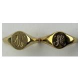 Pair of Gold Monogrammed Pinky Rings.