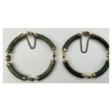 2 Gold Accent Jade Tube Link Bracelets.