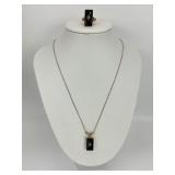 Vintage 10KT Gold Onyx & Diamond Ring & Necklace.