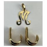 14KT Gold Earring Charms & Monogram Pendant.
