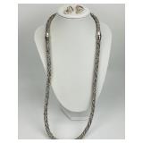 Sterling Silver Twisted Necklace & Earrings.