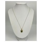 14KT Gold Jade Pagoda Pendant Necklace.