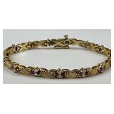 14KT Gold Ruby & Diamond Bracelet.