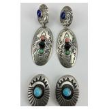 Native American Sterling Gemstone Earrings.