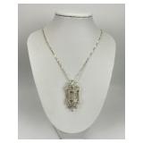 Sterling Silver Birdcage Pendant Necklace.