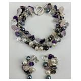 3pc Pearl,  Amethyst, and Quartz Beaded Jewelry.