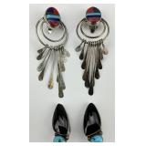 Native American Sterling Gemstone Earrings.