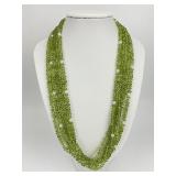 Faceted Peridot & Pearl Multi Strand Necklace.