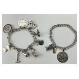 Sterling Silver Bracelet Charms on Link Chains.