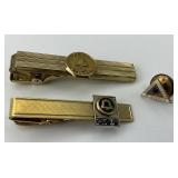 12KT G.F. Bell System Tie Clips & Pin.
