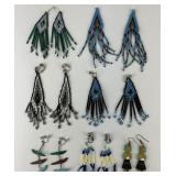 Handcrafted Seed Bead Fringe Clip Earrings.