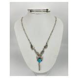 2pc Native American Sterling & Turquoise Jewelry.