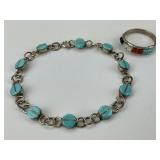 Sterling Silver Turquoise Bracelet & Inlay Ring.