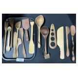 Signed Carved Wooden Spoons & Utensils.