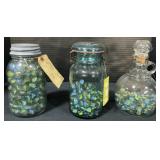 Cat Eyes Marbles In Jars.