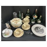 Liquor Bottles, Hallï¿½s & Pfaltzgraff Dinnerware.