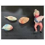 Vtg Celluloid Animals & Pig Farmer Figures.