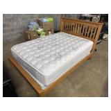 Slated Oak Bedframe, Clean Double Mattress.