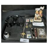 Hummel Figurine, Tasco Binoculars, Pocket Knives.