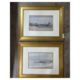 Pair Of Seascape Beach Art Prints.