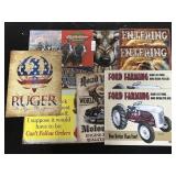 10 Metal Signs (Ford Tractor, Ruger, Garage).