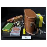 Binoculars, Pocket Knives, Ammo.
