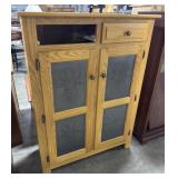 Grainy Oak Pie Safe Cabinet w/ Punched Doors.