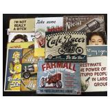 12 Metal Signs (Farmall, Cafe Racer, Wine).