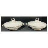 Pair Of KT & K Gold Embossed Tureens.