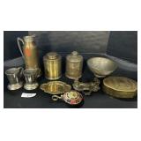 Brass Pitcher & Canisters, Dixe Cup Holders.