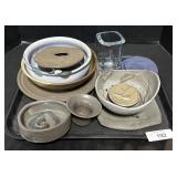 Ceramic Plates, Flower Frog, Bowls.