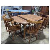 Traditional Dining Table, (6) Windsor Chairs.: