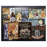 10 Metal Signs (Coca-Cola, Hunting, Saloon).