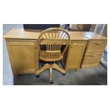 Lite Oak Computer Desk & Filing Cabinet Side
