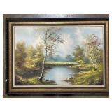 Signed Keller Tranquil River Oil Painting.