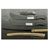 Panga Machetes, Snake Skin Katana, Holster.