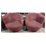 Post Modern Rounded Swivel Barrel Accent Chairs.