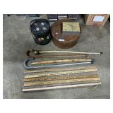 Carved Wooden Canes, Advertising Yardsticks,