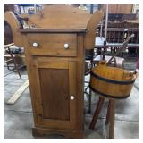 Vtg Pine Scalloped WashStand, Barrel Bucket Stand.
