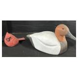 Wooden Duck & Cardinal.