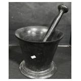Large Cast Iron Mortar & Pestle.