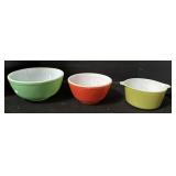 3 Pyrex Mixing Bowls.