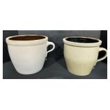 Pair Of Stoneware Handled Stoneware Crocks.