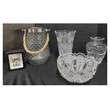 Crystal Glass Bowl & Vases, Dog Decor, Glass Vase.